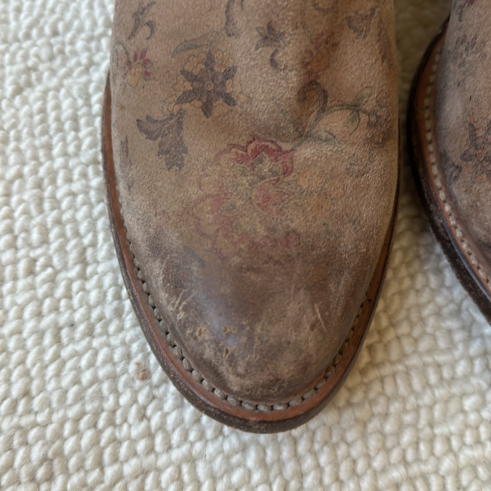 Lucchese Catalina brown floral distressed booties size 7.5 B - Picture 4 of 12